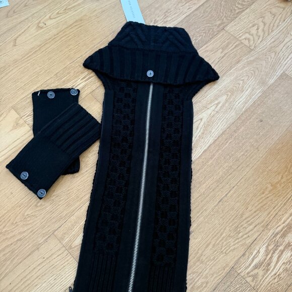 NWT Veronica Beard Upstate Dickey w/ Cuffs Black Wool Cable Knit Zip Up - Picture 6 of 7